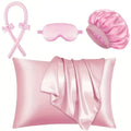 Pink Heatless Curl Ritual Set: curling rod, two scrunchies, bonnet, eye mask and pillowcase